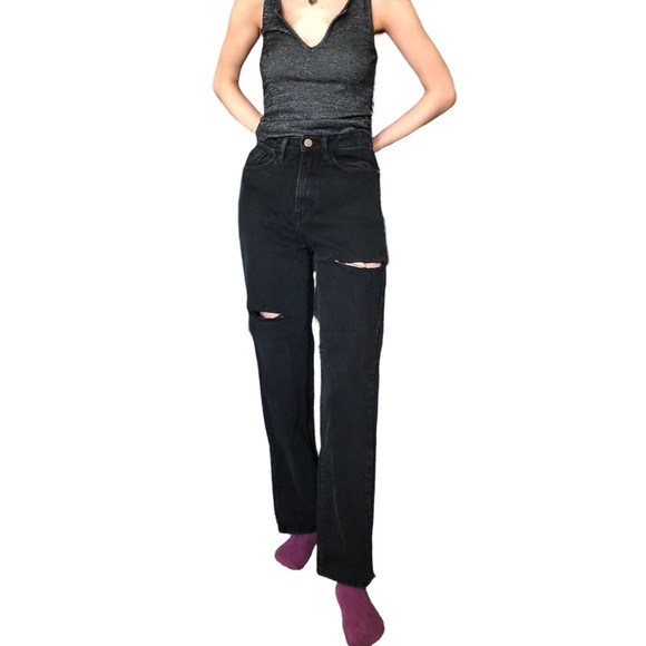 Prettylittlething Petite dark high-waisted distress jeans - Picture 3 of 15